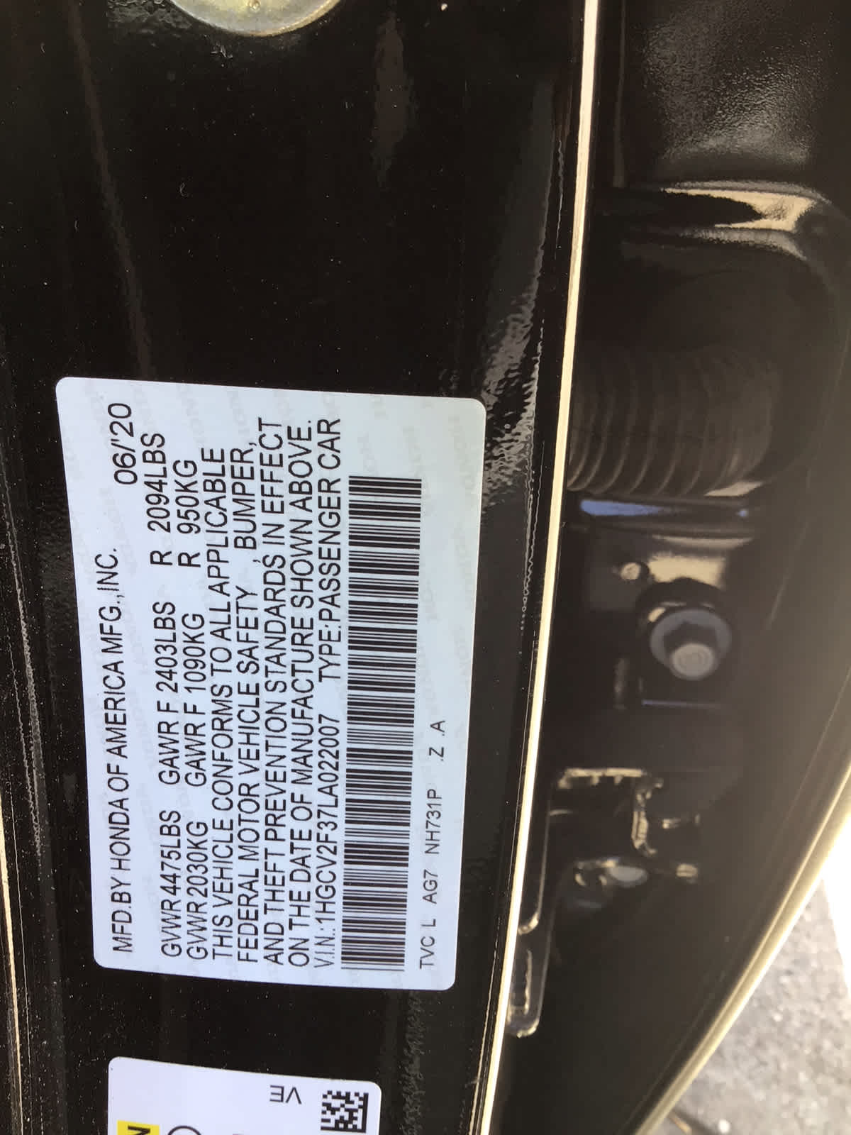2020 Honda Accord Sedan Sport