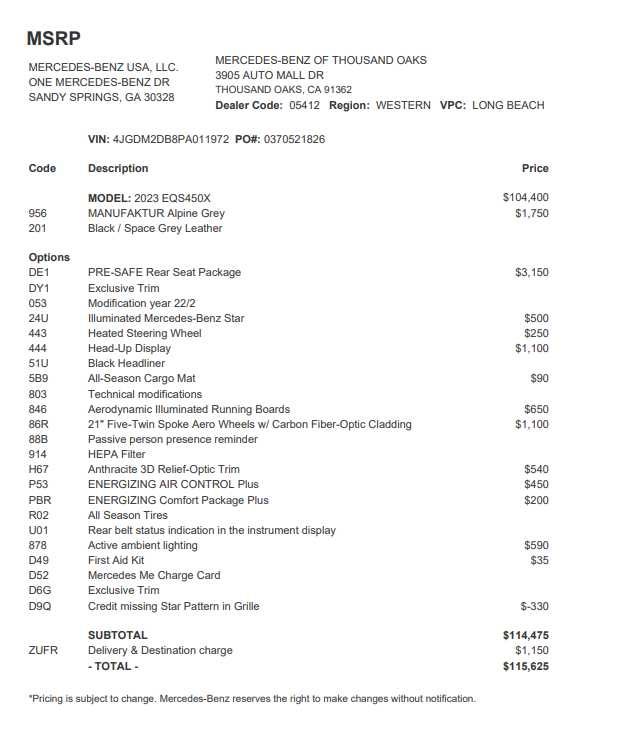 2023 Mercedes-Benz EQS EQS 450+