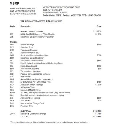 2023 Mercedes-Benz EQS 580 EQS 580