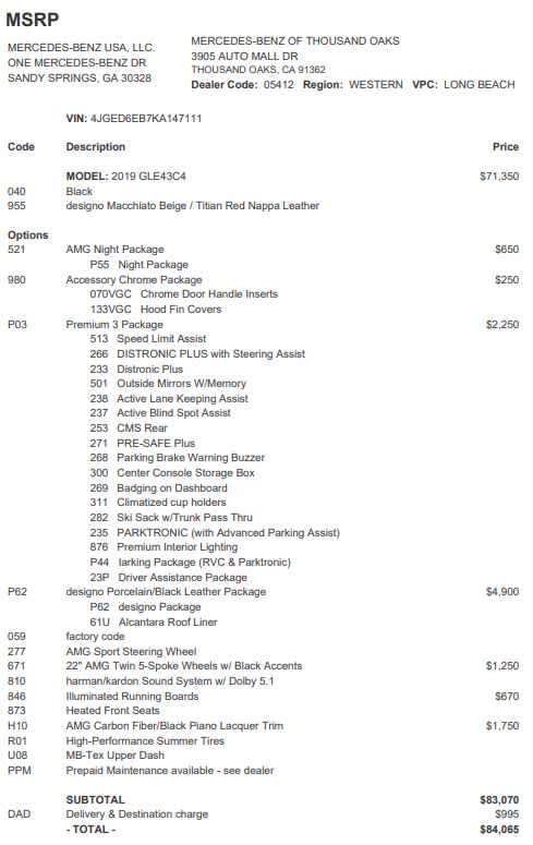 2019 Mercedes-Benz GLE AMG® GLE 43
