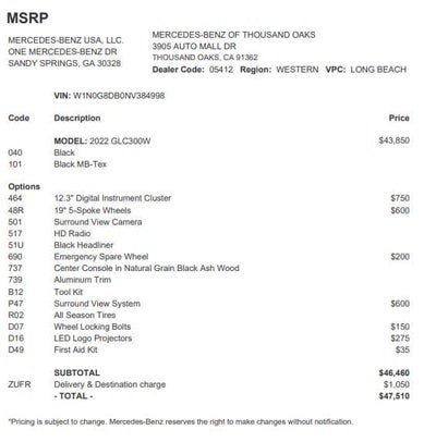 2022 Mercedes-Benz GLC GLC 300