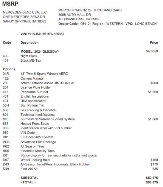 2024 Mercedes-Benz GLB GLB 250