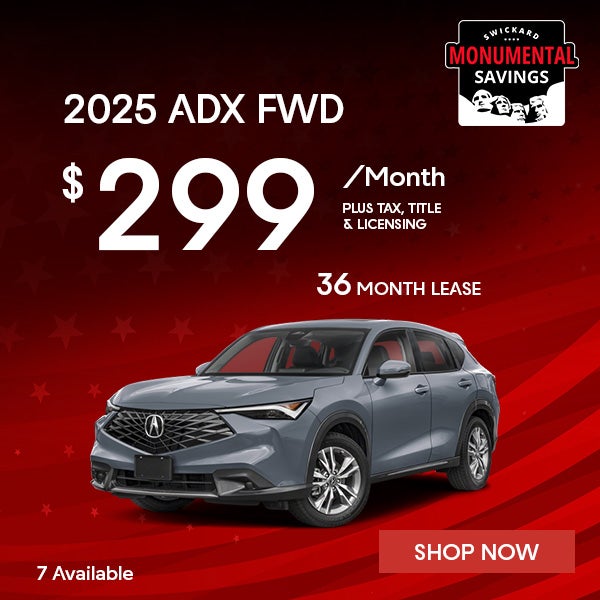 2025 Acura ADX FWD Lease for $299 per month for 36 months.