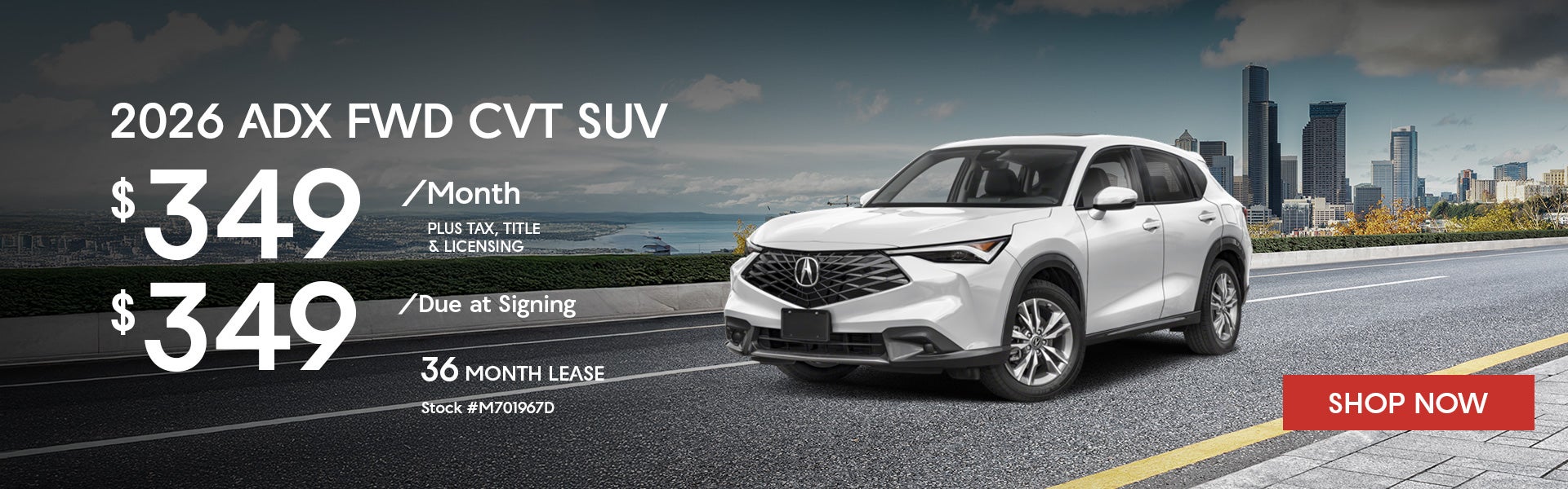 2026 Acura ADX Lease from $349/mo, $349 due at signing