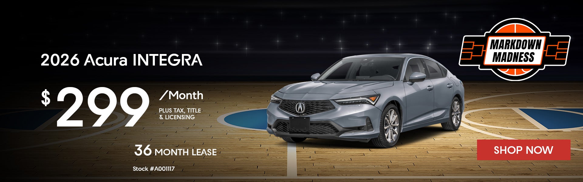 2026 Acura INTEGRA Lease for $299 per month for 36 months.