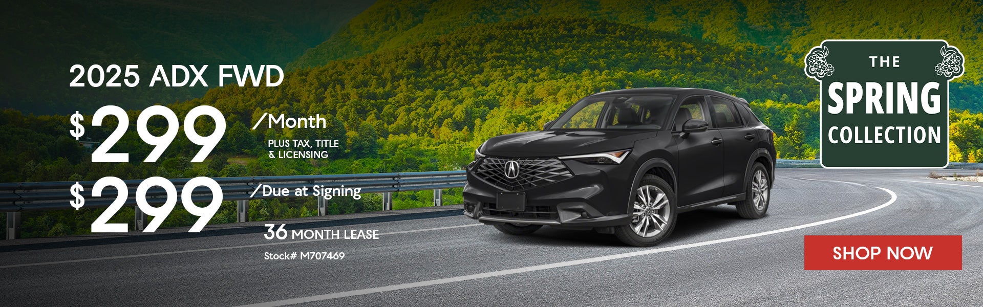 2025 Acura ADX FWD Lease for $299 per month for 36 months.