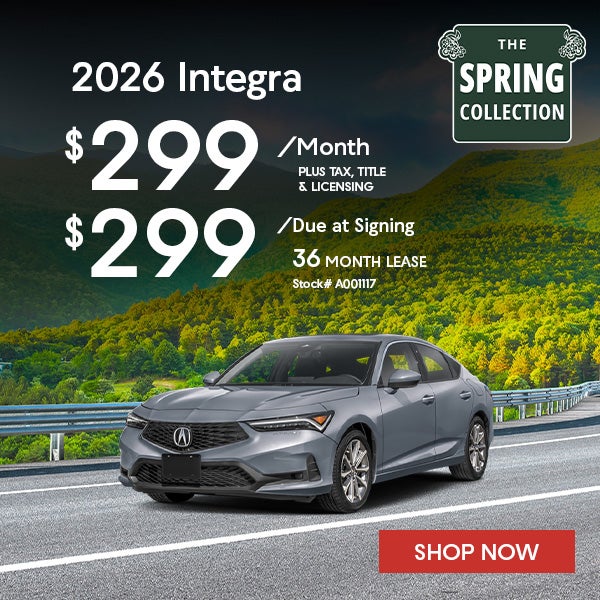 2026 Acura INTEGRA Lease for $299 per month for 36 months.