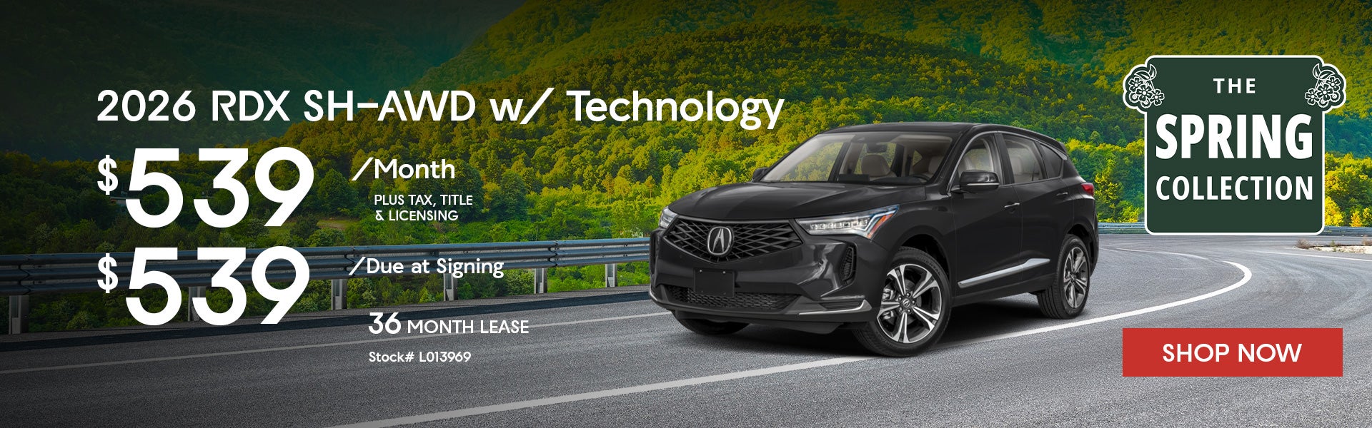 2026 Acura RDX 4TECH Lease for $539 per month for 36 months.