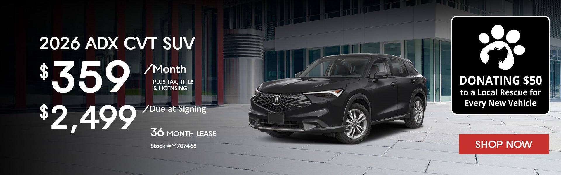2026 Acura ADX FWD Lease from $359/mo, $2,499 due at signing