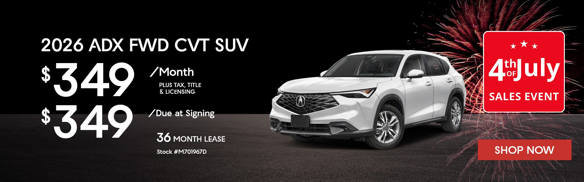 2026 Acura ADX Lease from $349/mo, $349 due at signing