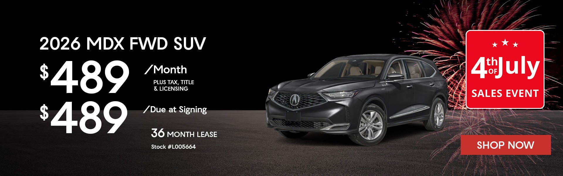 2026 Acura MDX FWD Lease from $489/mo, $489 due at signing