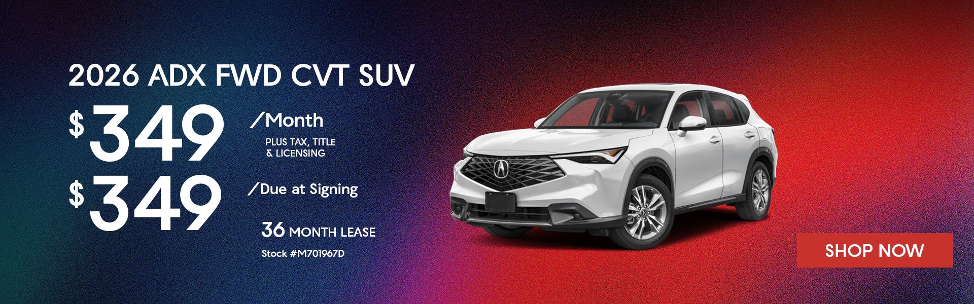 2026 Acura ADX Lease from $349/mo, $349 due at signing